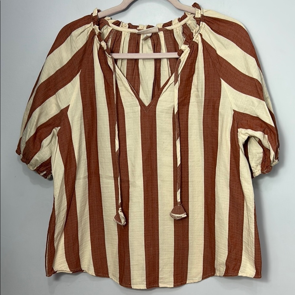 Knox Rose Brown Cream Tie Front Tunic